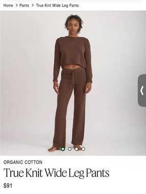 Organic basics true knit pants size S